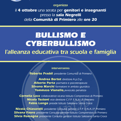 Bullismo e Cyberbullismo, incontro in Comunità venerdì 4 ottobre