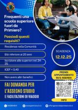 Bando di concessione Assegni studio e viaggio 25/26: domande dal 10/11 al 12/12