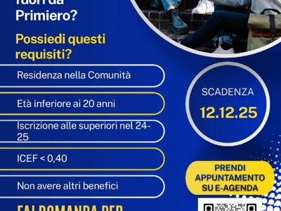 Bando di concessione Assegni studio e viaggio 25/26: domande dal 10/11 al 12/12