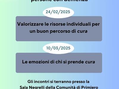 Primiero, nuovi incontri per familiari di persone con demenza il 24.2 e 10.3