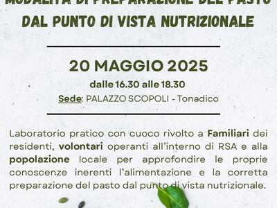 Laboratorio pratico sull’Alimentazione: il 20 maggio dalle 16.30 a Tonadico