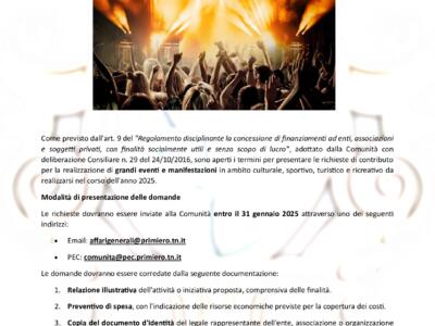Primiero Grandi Eventi 2025: Aperte le Richieste di Contributo